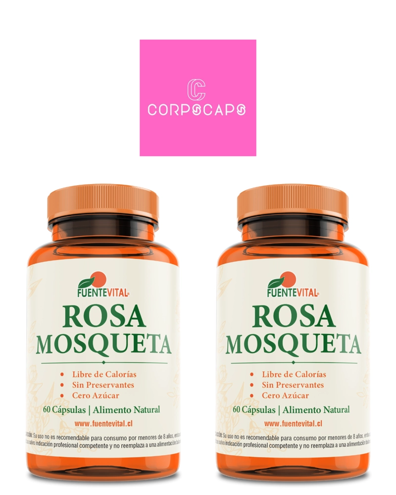 PACK 2 FRASCOS SUPLEMENTO ALIMENTICIO FUENTE VITAL ROSA MOSQUETA CAPSULAS DURAS 60 UN C/U - 1