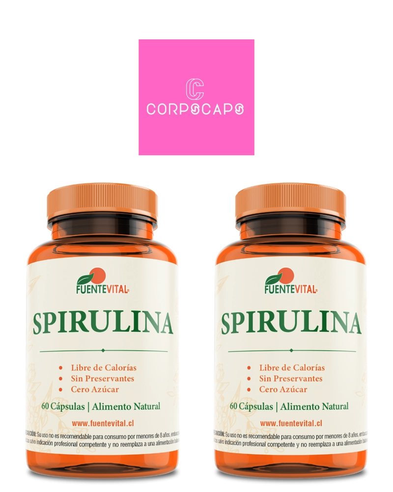 PACK 2 FRASCOS SUPLEMENTO ALIMENTICIO FUENTE VITAL SPIRULINA CAPSULAS DURAS 60 UN C/U - 1