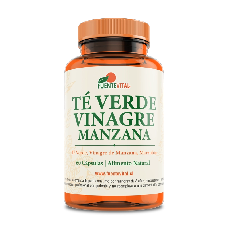 PACK 2 FRASCOS SUPLEMENTO ALIMENTICIO FUENTE VITAL TE VERDE VINAGRE MANZANA CAPSULAS DURAS 60 UN C/U - 4