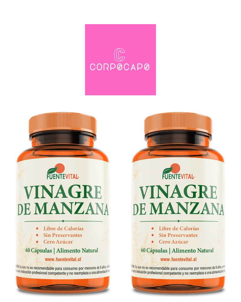 PACK 2 FRASCOS SUPLEMENTO ALIMENTICIO FUENTE VITAL VINAGRE MANZANA CAPSULAS DURAS 60 UN C/U - 1