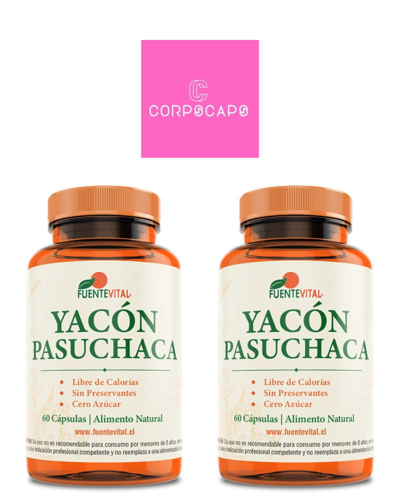 PACK 2 FRASCOS SUPLEMENTO ALIMENTICIO FUENTE VITAL YACON PASUCHACA CAPSULAS DURAS 60 UN C/U - 1