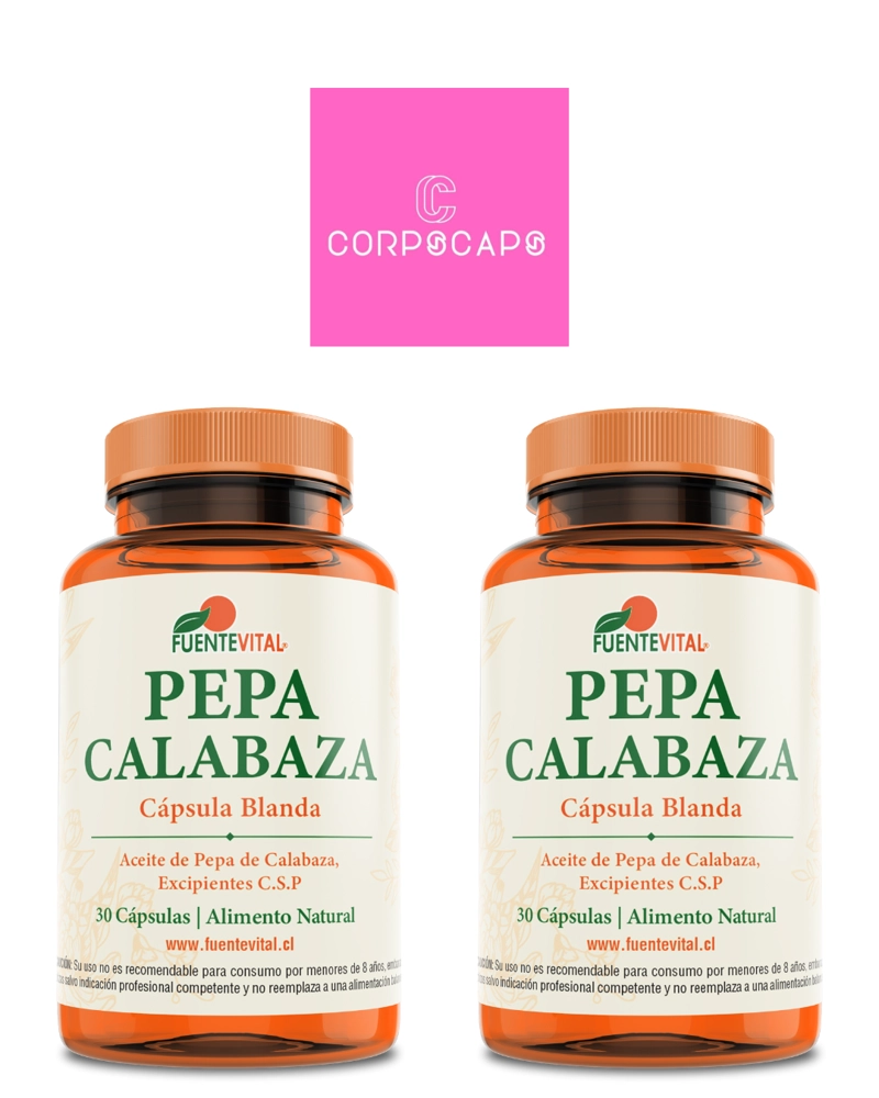 PACK 2 FRASCOS SUPLEMENTO ALIMENTICIO FUENTE VITAL PEPA CALABAZA CAPSULAS SOFTGEL 30 UN C/U - 1