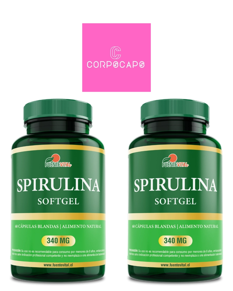 PACK 2 FRASCOS SUPLEMENTO ALIMENTICIO FUENTE VITAL SPIRULINA CAPSULAS SOFTGEL 60 UN C/U - 1