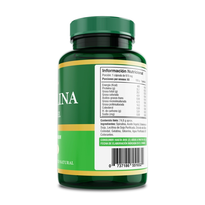 PACK 2 FRASCOS SUPLEMENTO ALIMENTICIO FUENTE VITAL SPIRULINA CAPSULAS SOFTGEL 60 UN C/U - 2