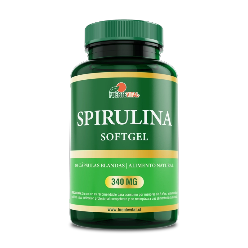 PACK 2 FRASCOS SUPLEMENTO ALIMENTICIO FUENTE VITAL SPIRULINA CAPSULAS SOFTGEL 60 UN C/U - 4