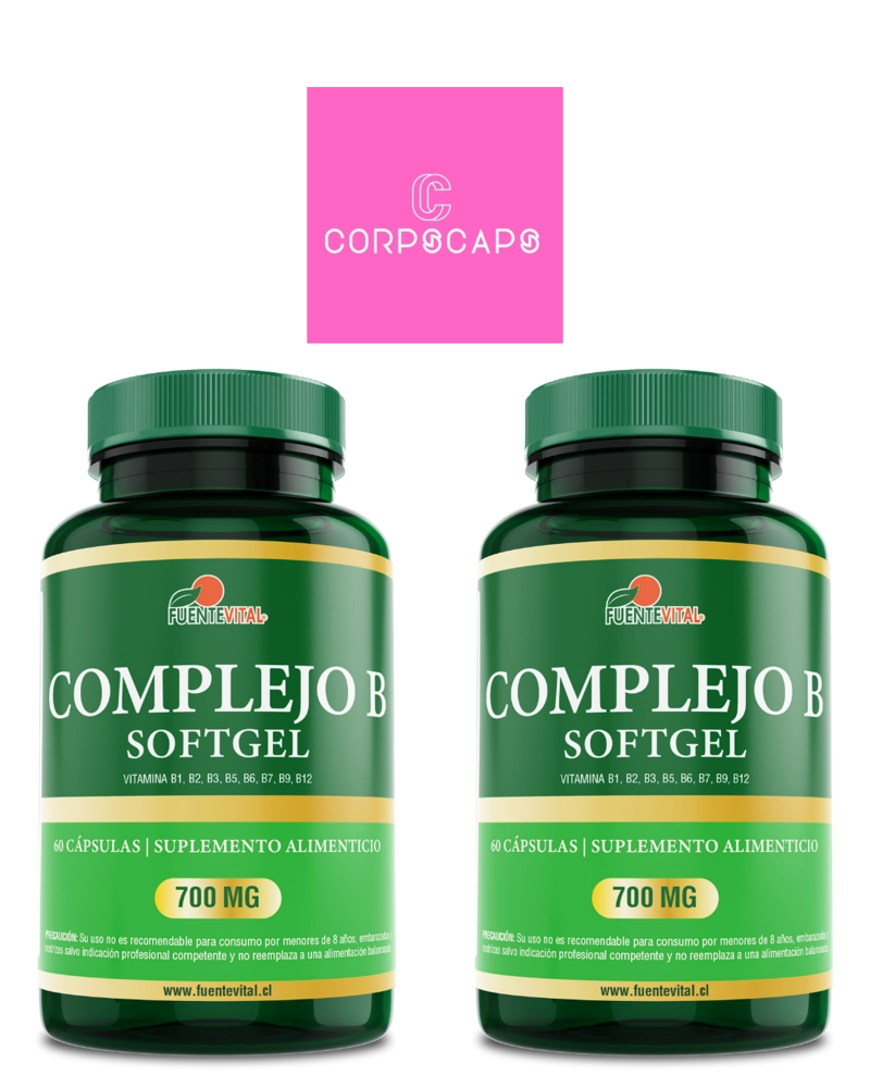 PACK DE 2 COMPLEJO B  CAPSULA SOFTGEL 2 FRASCOS POR 60 CAPSULAS C/U FUENTE VITAL - 1