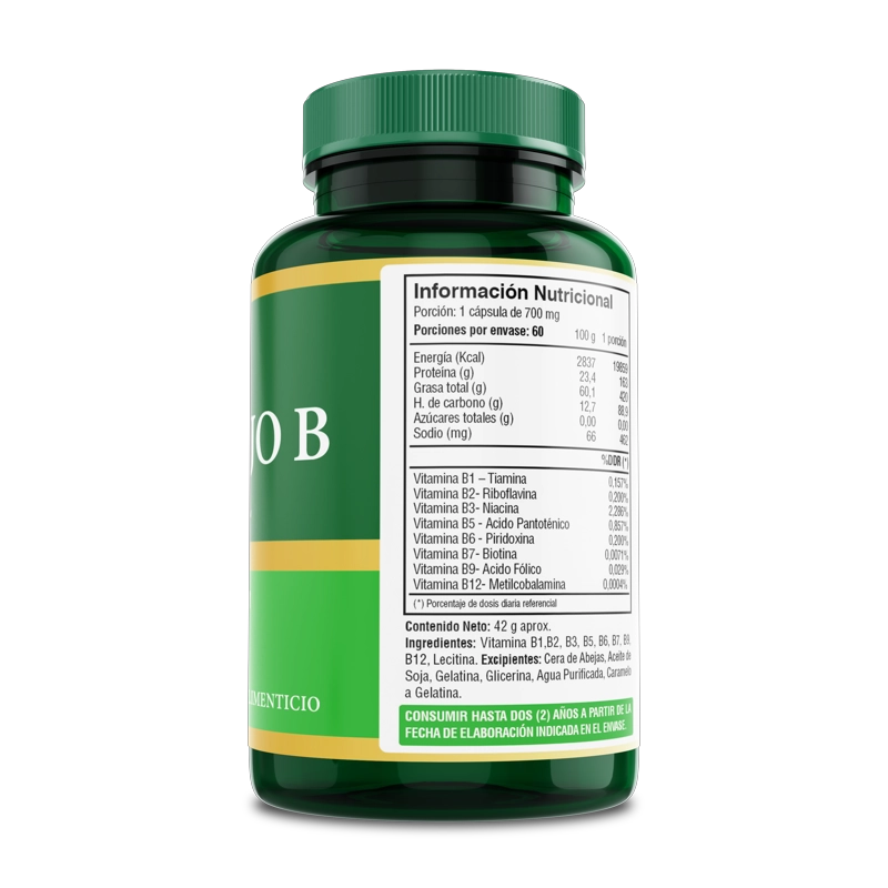 PACK DE 2 COMPLEJO B  CAPSULA SOFTGEL 2 FRASCOS POR 60 CAPSULAS C/U FUENTE VITAL - 3