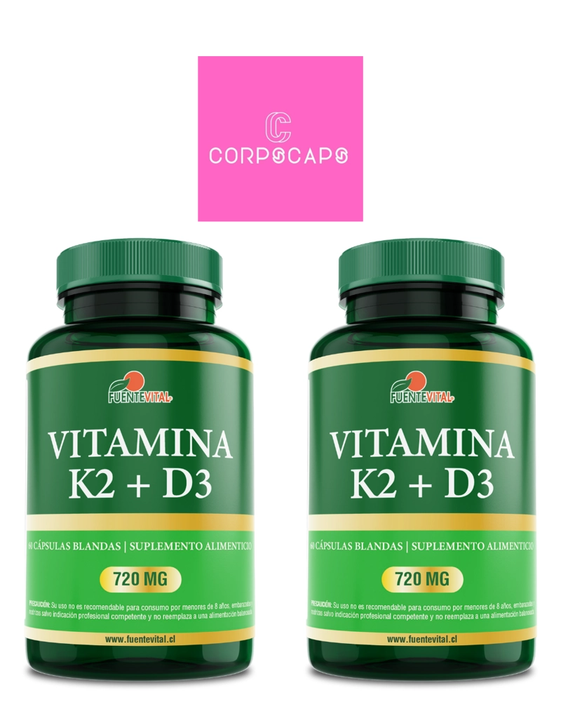 PACK DE 2 VITAMINA K2 D3 60 CAPSULA SOFTGEL 2 FRASCOS POR 60 CAPSULAS C/U FUENTE VITAL - 1