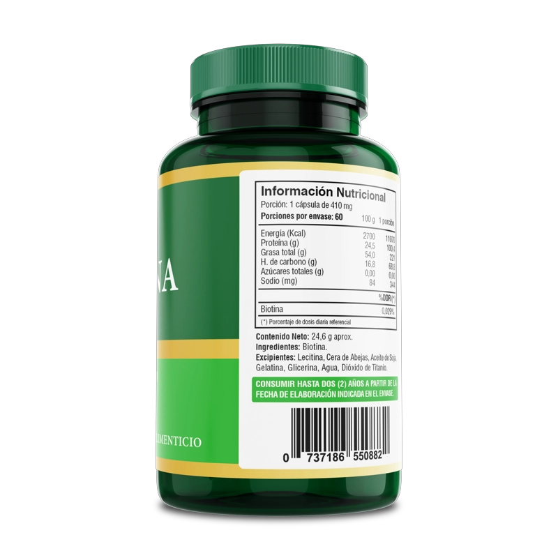 PACK 2 FRASCOS SUPLEMENTO ALIMENTICIO FUENTE VITAL BIOTINA CAPSULAS SOFTGEL 60 UN C/U - 3