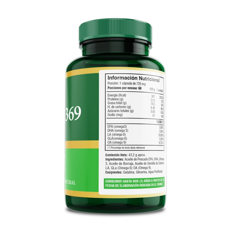 PACK 2 FRASCOS SUPLEMENTO ALIMENTICIO FUENTE VITAL OMEGA 369 CAPSULAS SOFTGEL 60 UN C/U - 3