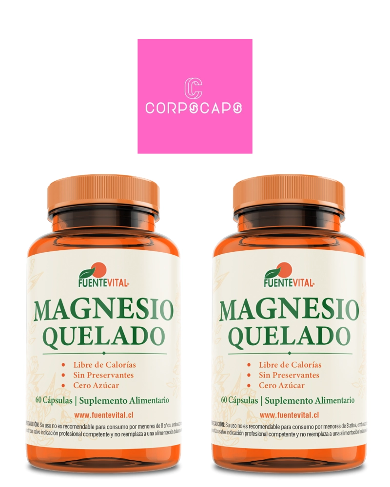 PACK DE 2 MAGNESIO QUELADO CAPSULA DURA 2 FRASCOS POR 60 CAPSULAS C/U FUENTE VITAL - 1