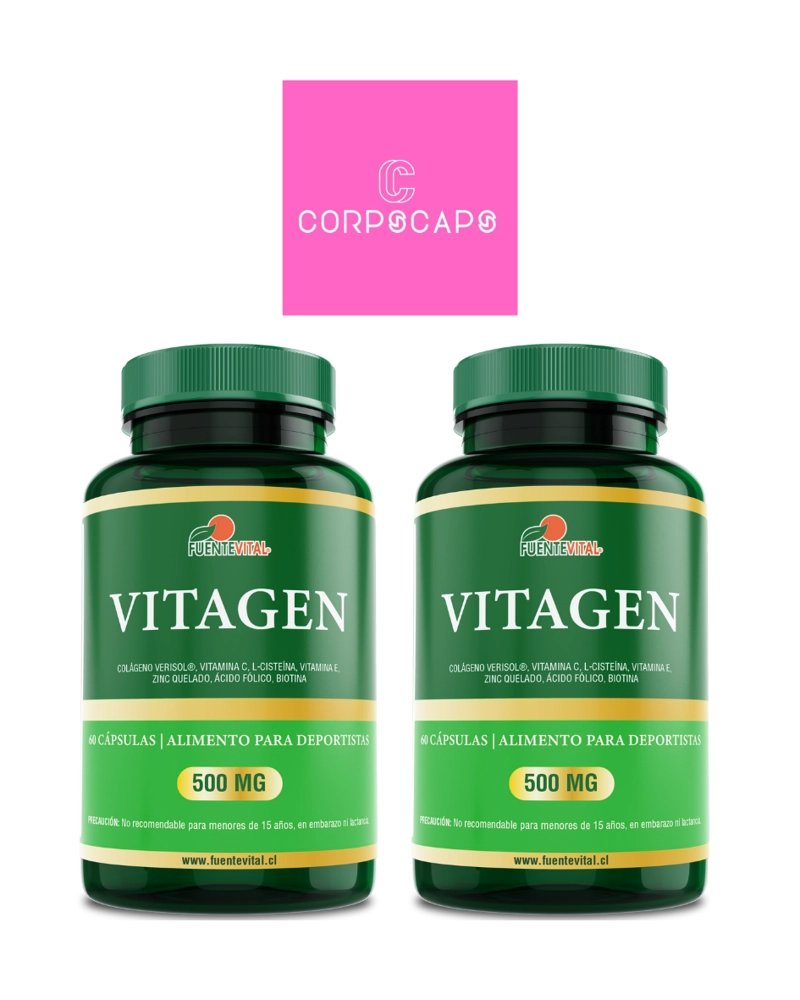 PACK DE 2 VITAGEN (EX VITAPIEL)CAPSULA DURA 2 FRASCOS POR 60 CAPSULAS C/U FUENTE VITAL - 1
