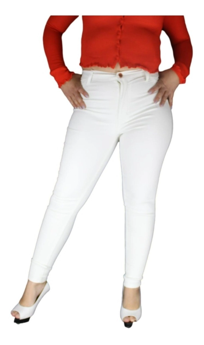PANTALON ECOCUERO MUJER BLANCO - 1
