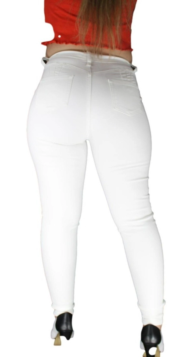 PANTALON ECOCUERO MUJER BLANCO - 2