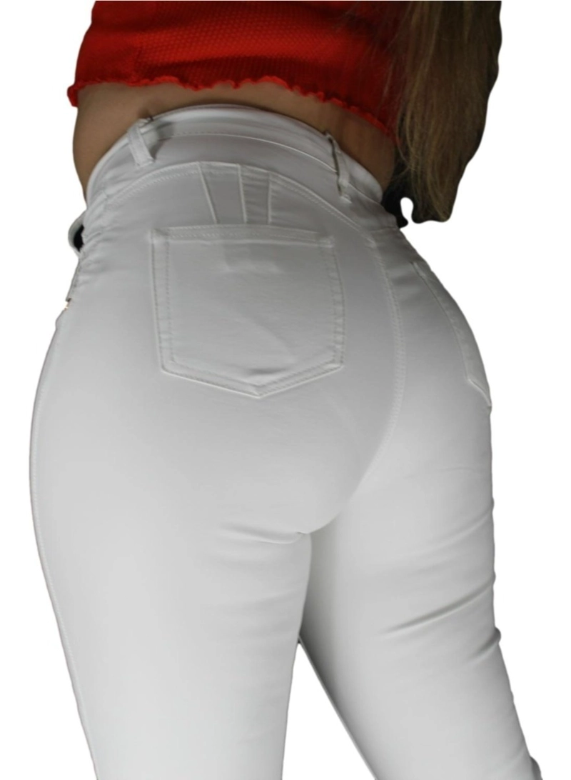 PANTALON ECOCUERO MUJER BLANCO - 3