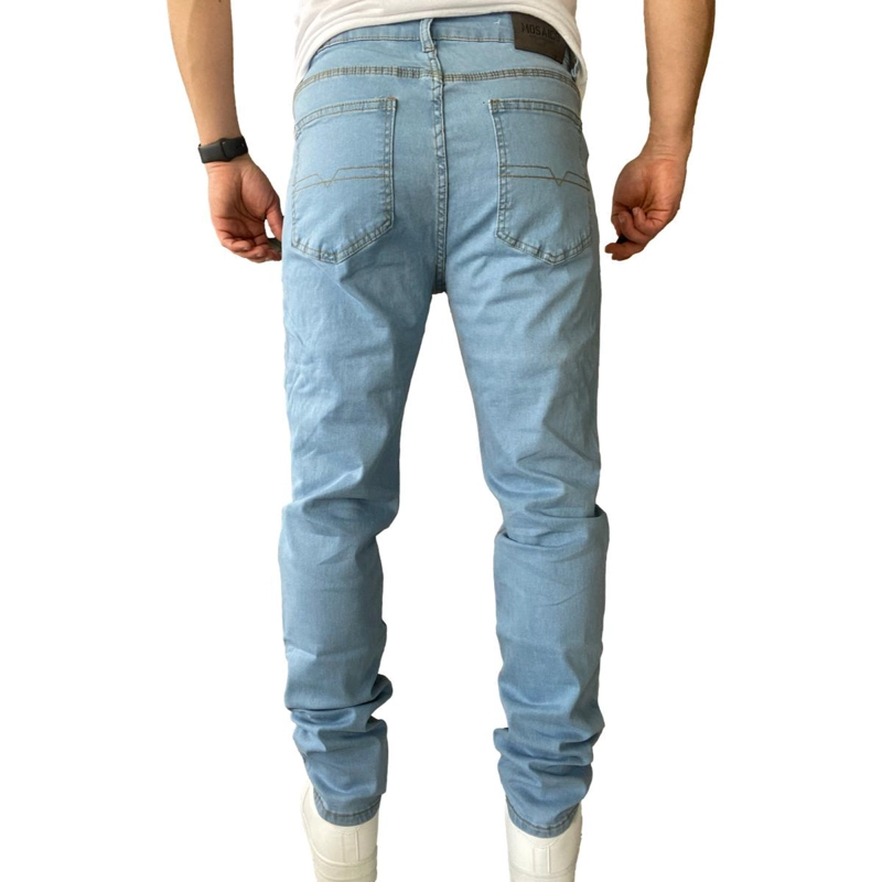 PANTALON JEANS ELASTICADO SLIM CELESTE - 5