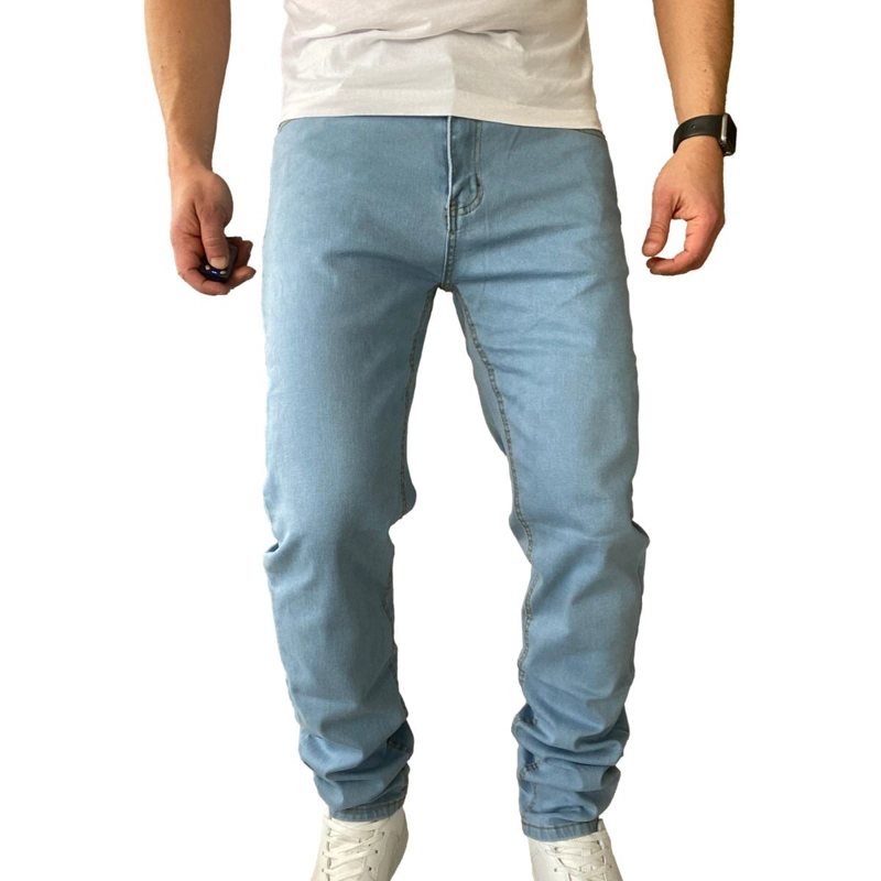 PANTALON JEANS ELASTICADO SLIM CELESTE - 7