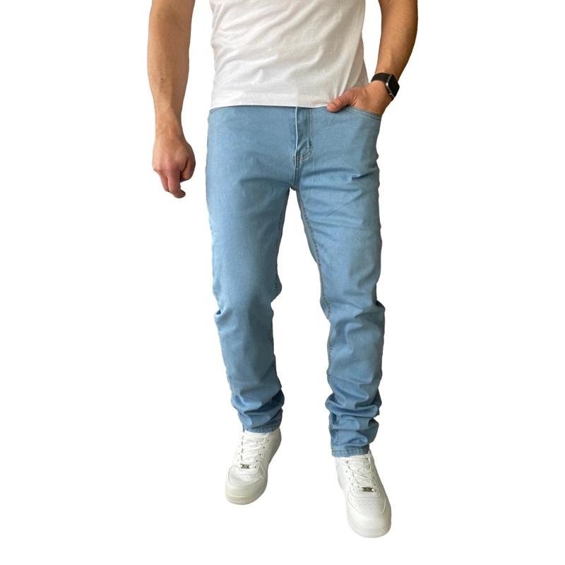 PANTALON JEANS ELASTICADO SLIM CELESTE - 9
