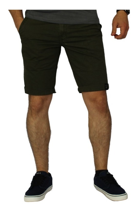 BERMUDA HOMBRE LEONISA VERDE OSCURO ELASTICADA SLIM FIT - 1