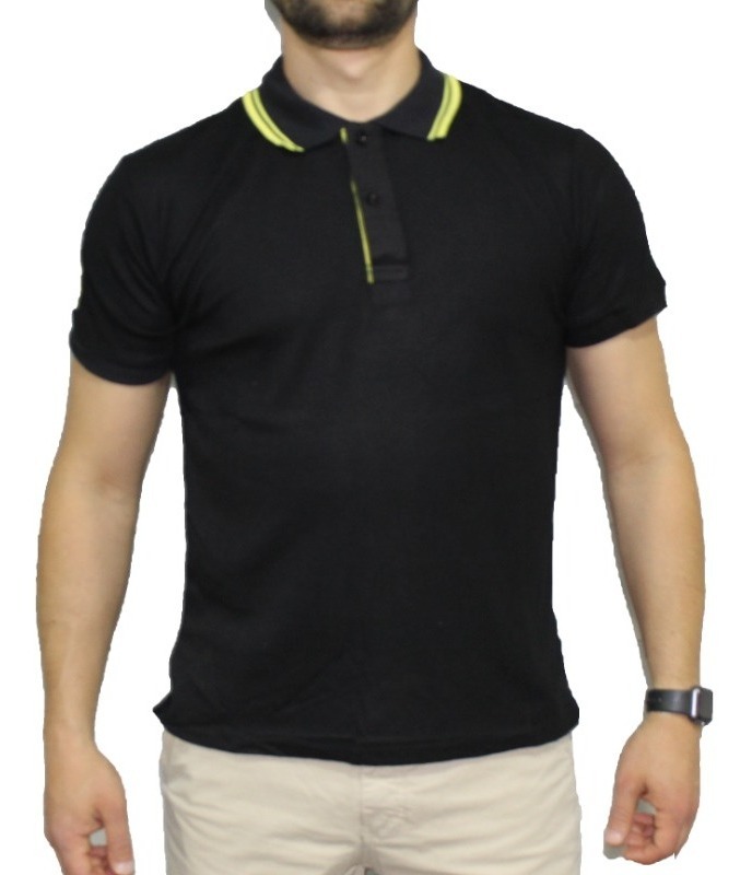 POLERA PIQUE SLIM FIT NEGRO DISEÑO LEONISA - 1