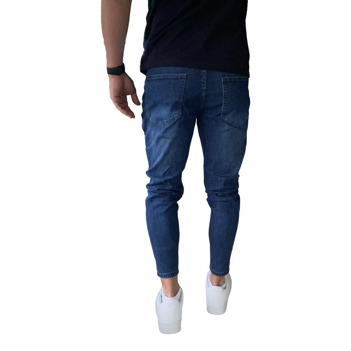 JEANS TOBILLERO ALGODÓN ULTRA SLIM HOMBRE MOSAICO AZUL OSCURO DESTROYED SÚPER SLIM FIT - 6
