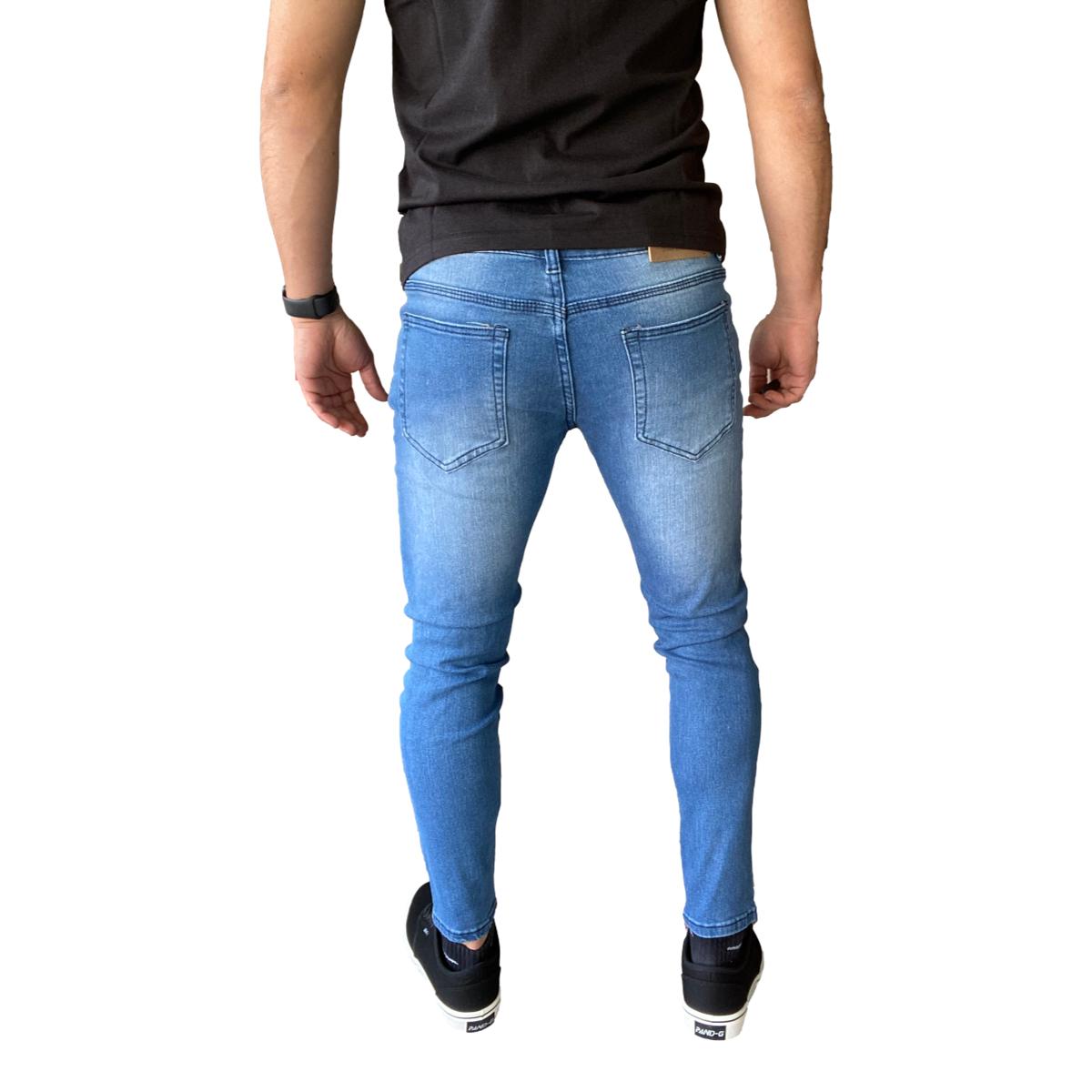 JEANS ALGODÓN SUPER SKINNY HOMBRE MOSAICO AZUL CLARO DESTROYED SUPER SLIM FIT - 4
