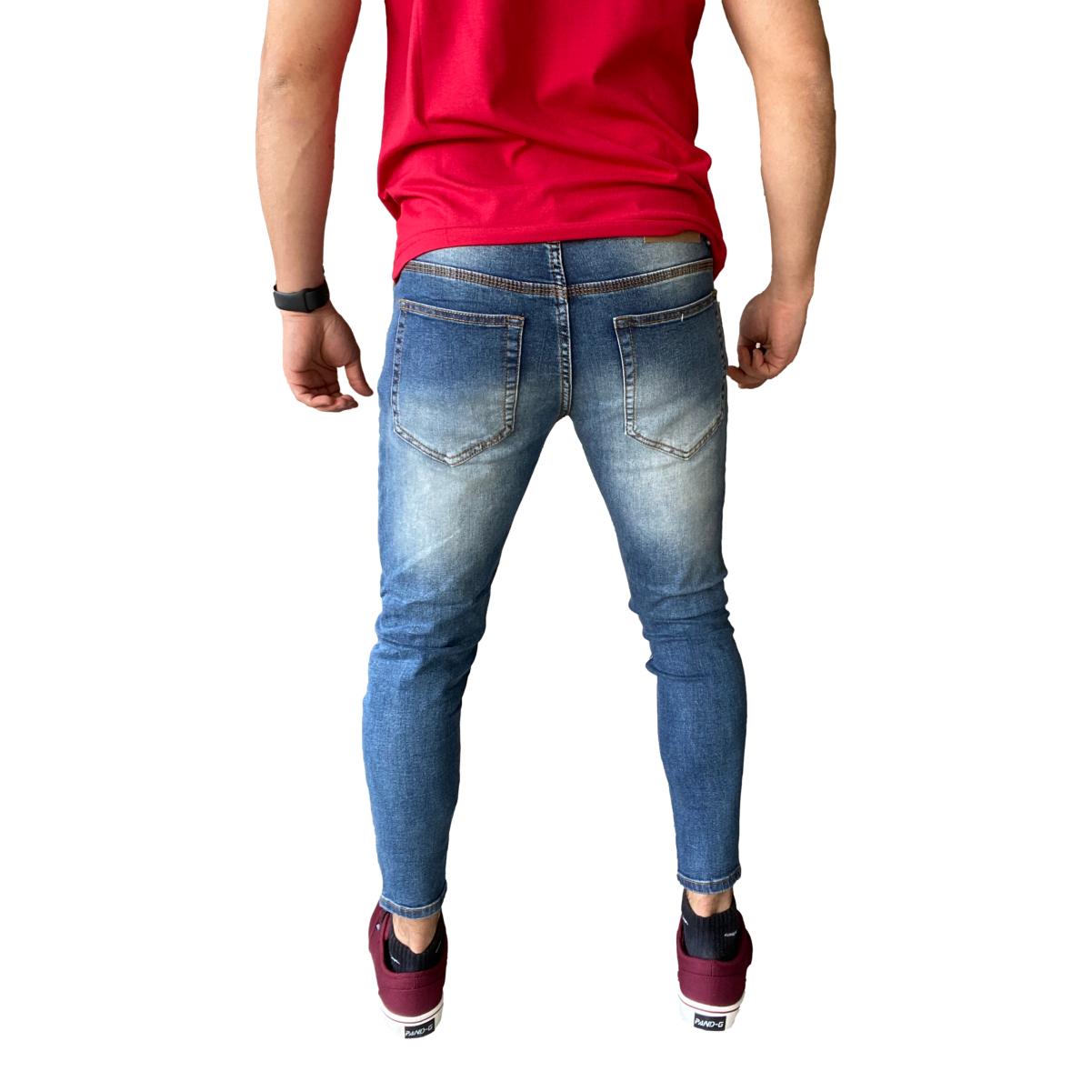 JEANS ALGODÓN HOMBRE MOSAICO AZUL SÚPER SLIM FIT DESTROYED FOCALIZADO - 2