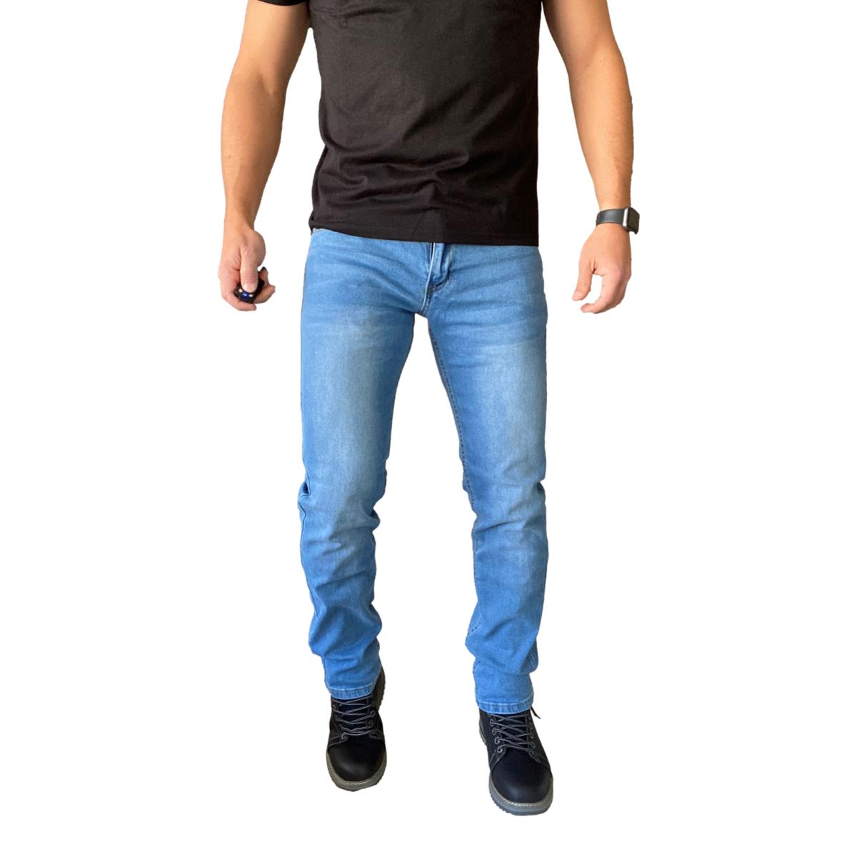 PANTALÓN JEANS ALGODÓN STRAIGHT FIT HOMBRE MOSAICO AZUL CLARO - 1