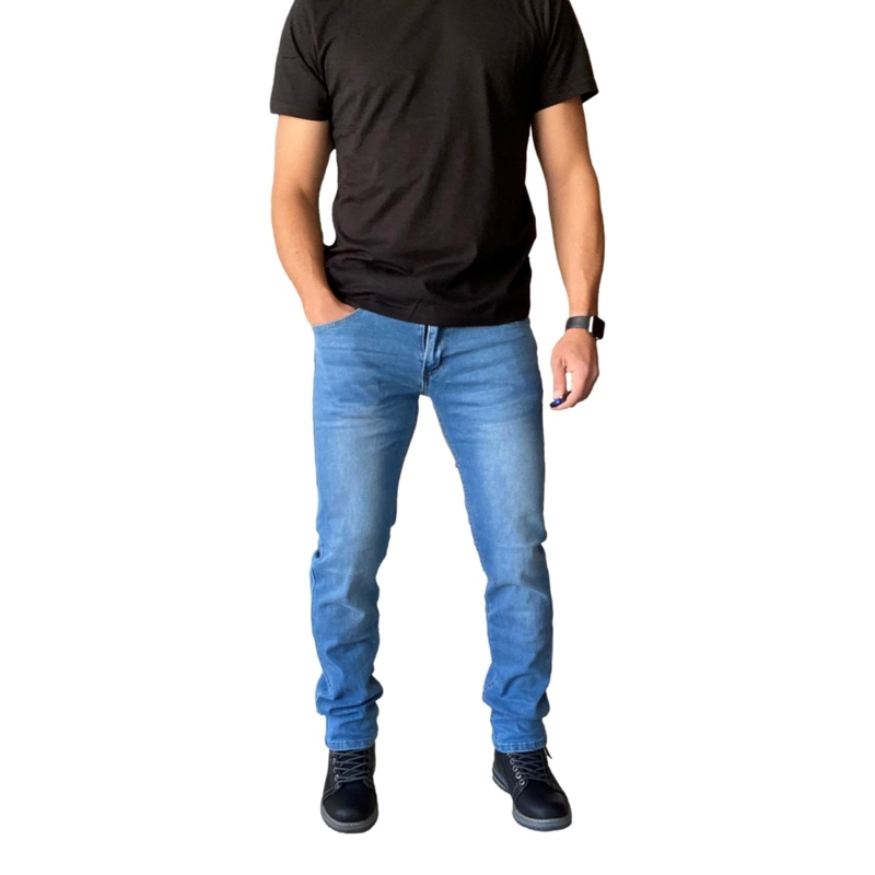 PANTALÓN JEANS ALGODÓN STRAIGHT FIT HOMBRE MOSAICO AZUL CLARO - 2