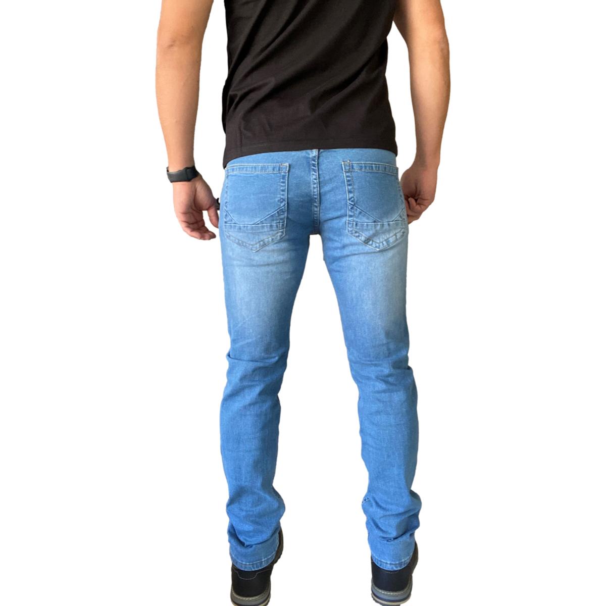 PANTALÓN JEANS ALGODÓN STRAIGHT FIT HOMBRE MOSAICO AZUL CLARO - 3