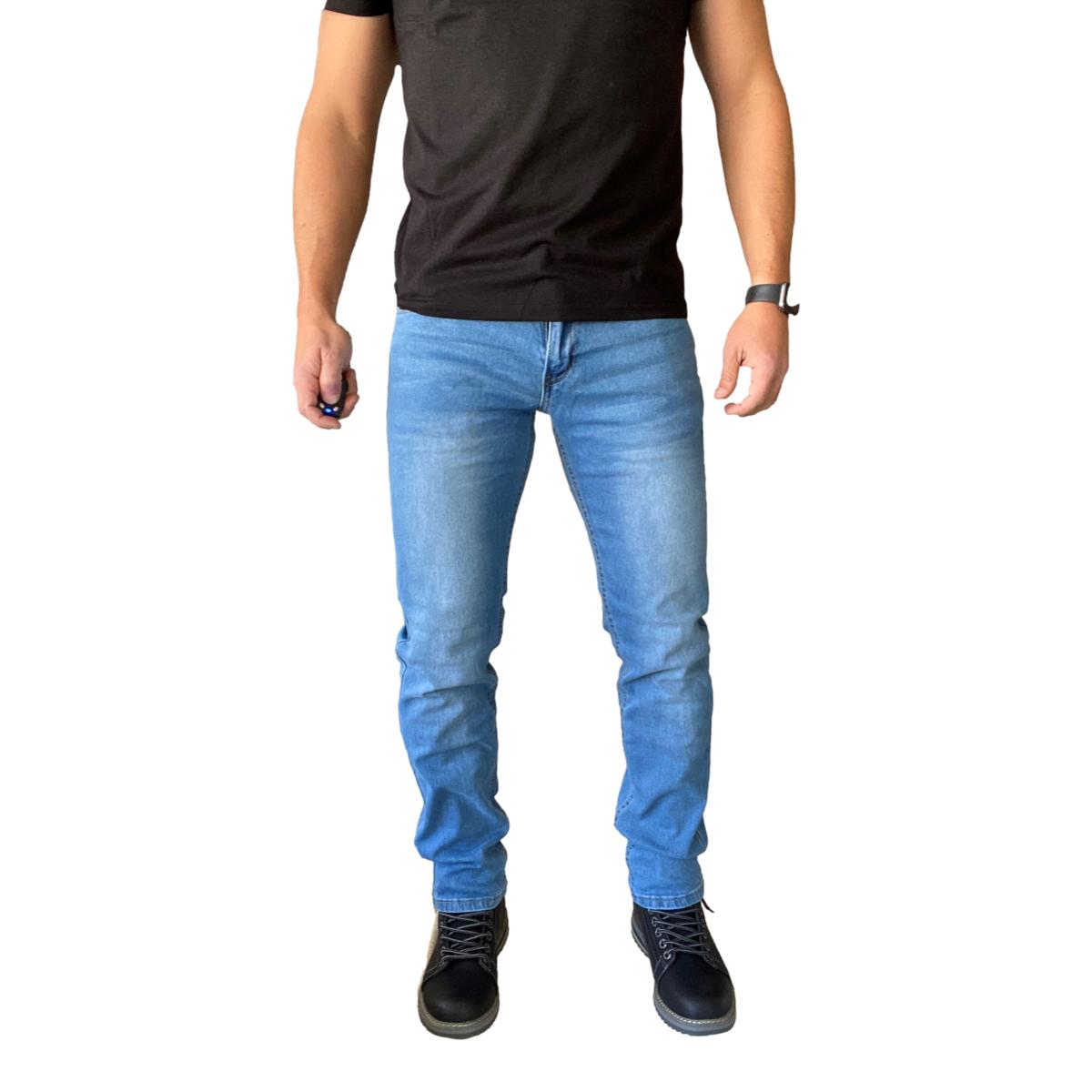 PANTALÓN JEANS ALGODÓN STRAIGHT FIT HOMBRE MOSAICO AZUL CLARO - 4