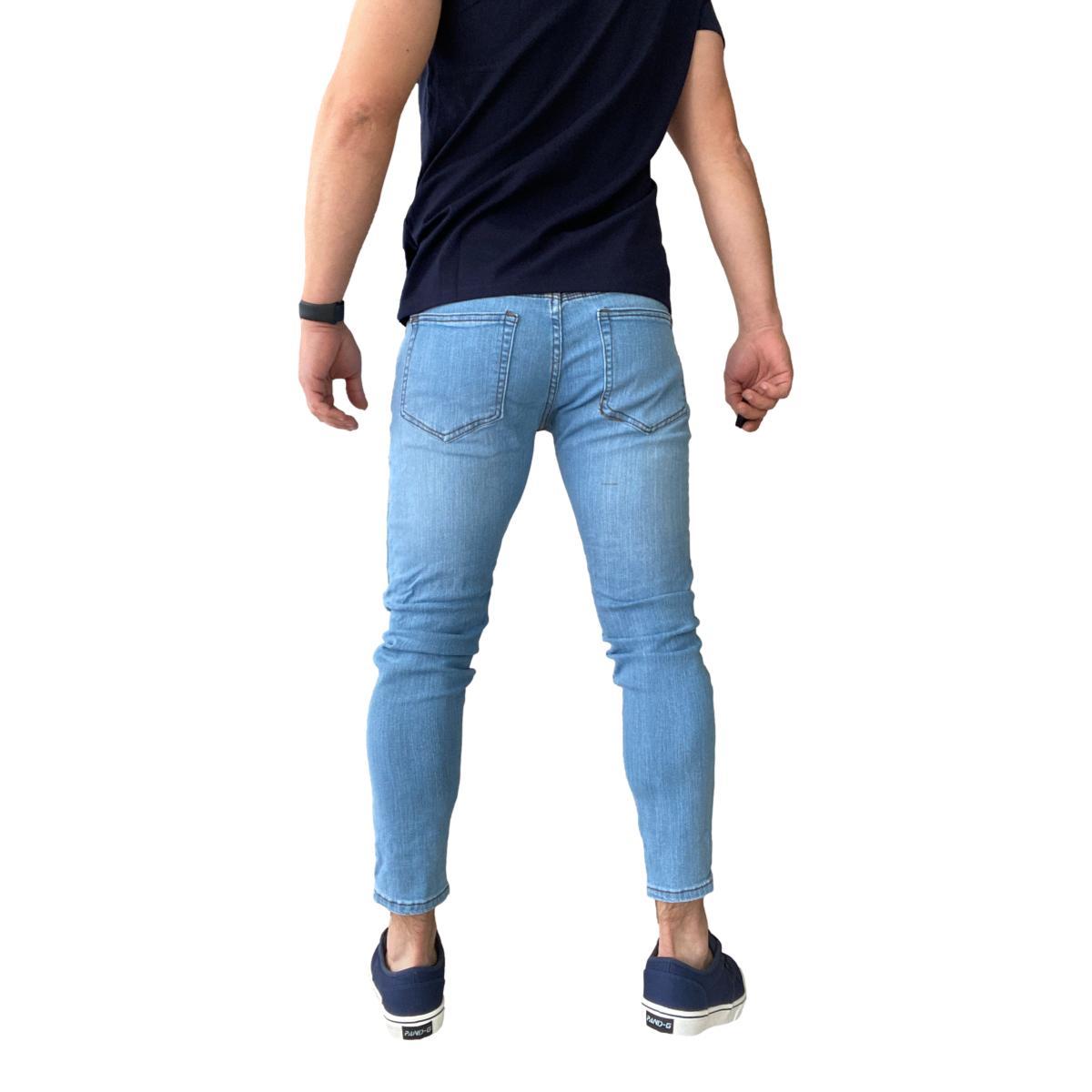 JEANS ALGODÓN HOMBRE MOSAICO CELESTE RASGADOS SUPER SLIM FIT ANKLE FIT 14781 - 3
