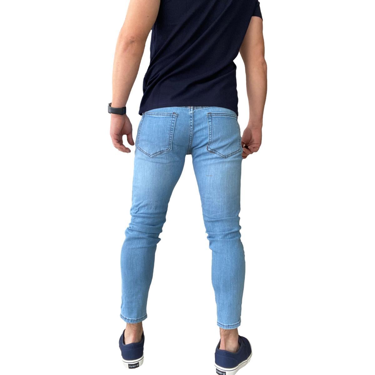 JEANS ALGODÓN HOMBRE MOSAICO CELESTE RASGADOS SUPER SLIM FIT ANKLE FIT 14781 - 4