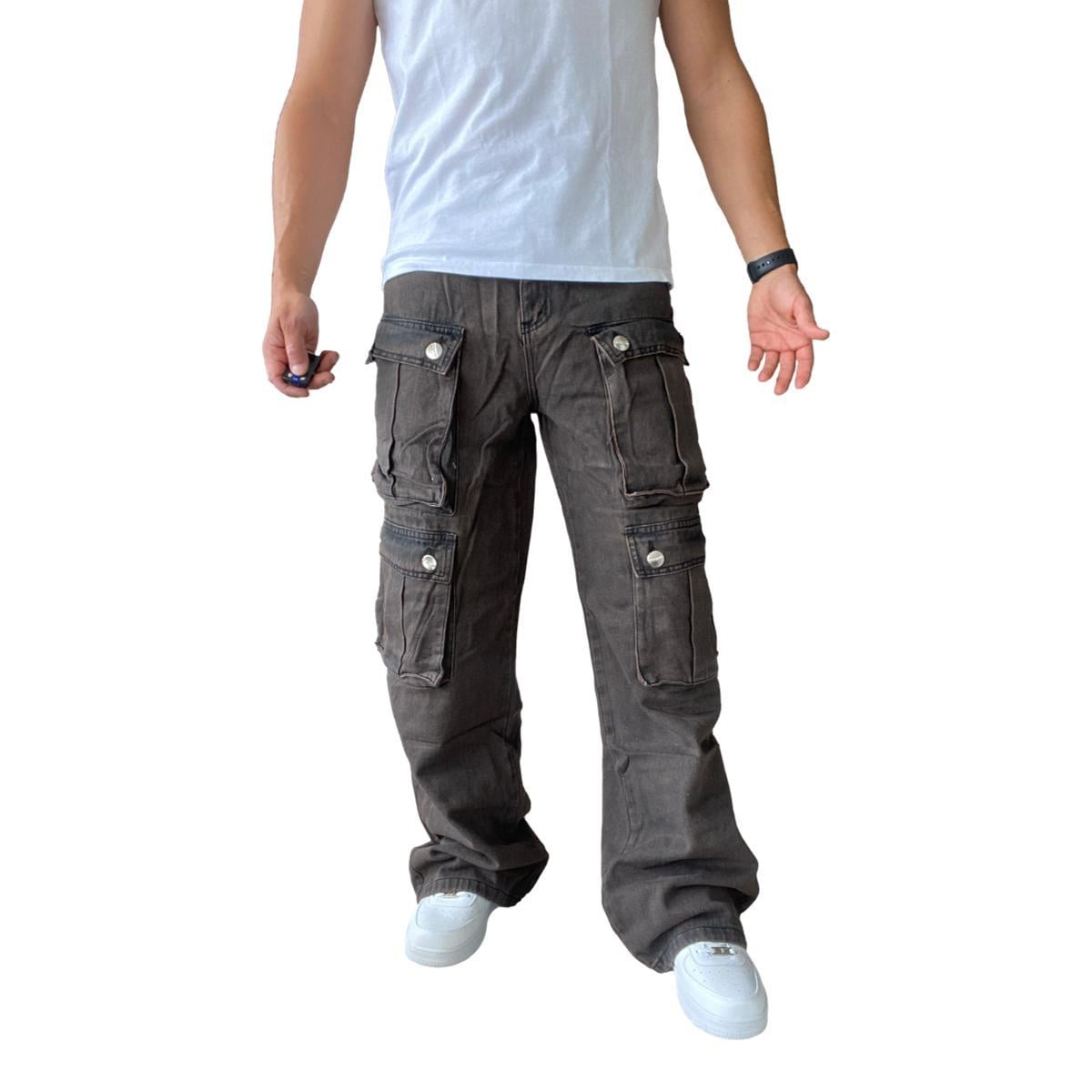 JEANS DIÁBOLO CARGO ANCHO WIDE LEG HOMBRE - CAFÉ - 40 - 3