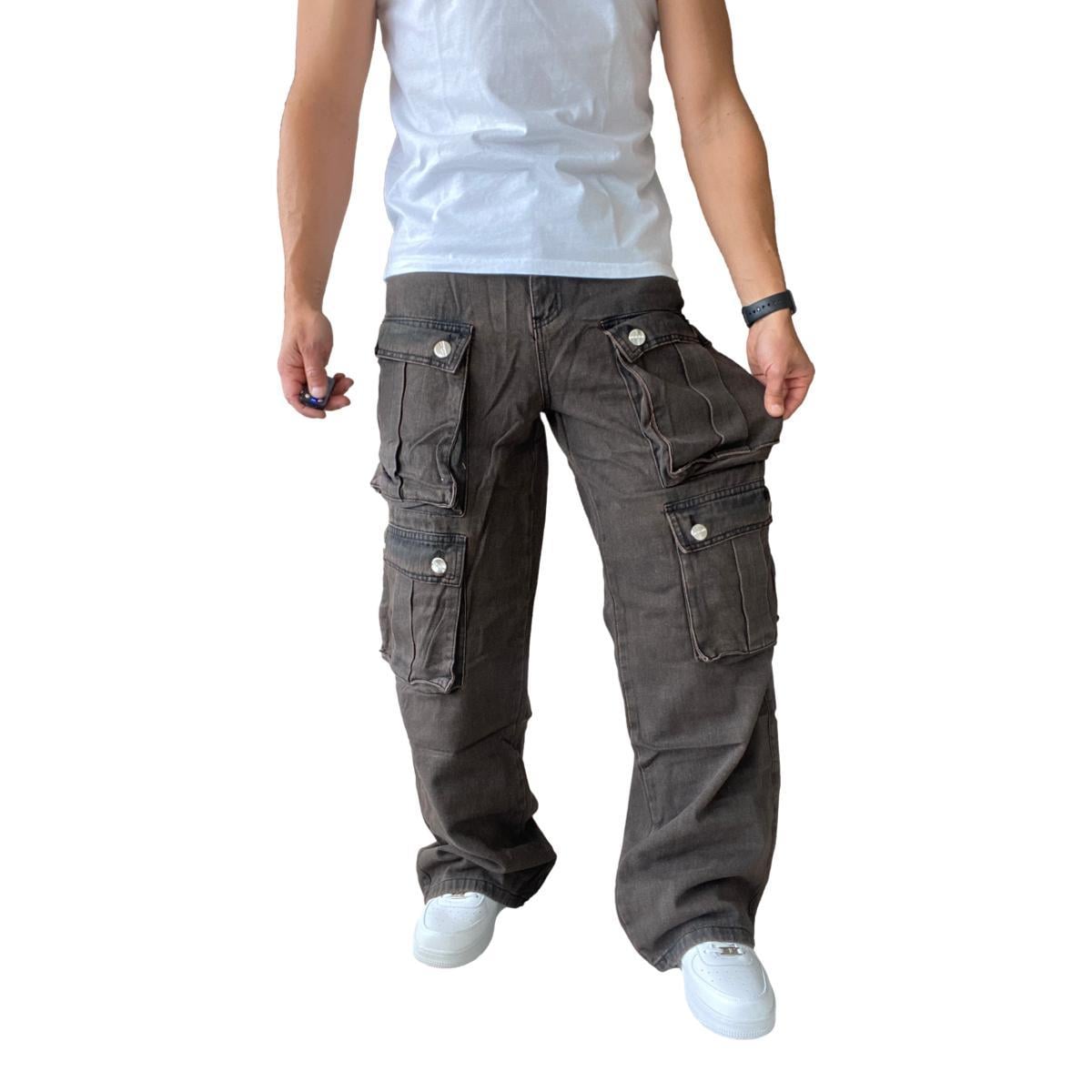 JEANS DIÁBOLO CARGO ANCHO WIDE LEG HOMBRE - CAFÉ - 40 - 4