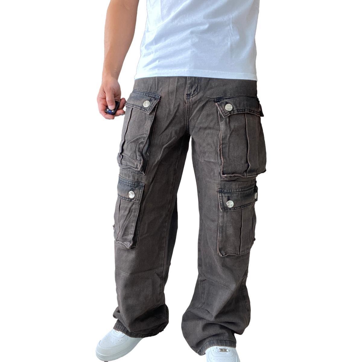 JEANS DIÁBOLO CARGO ANCHO WIDE LEG HOMBRE - CAFÉ - 40 - 5