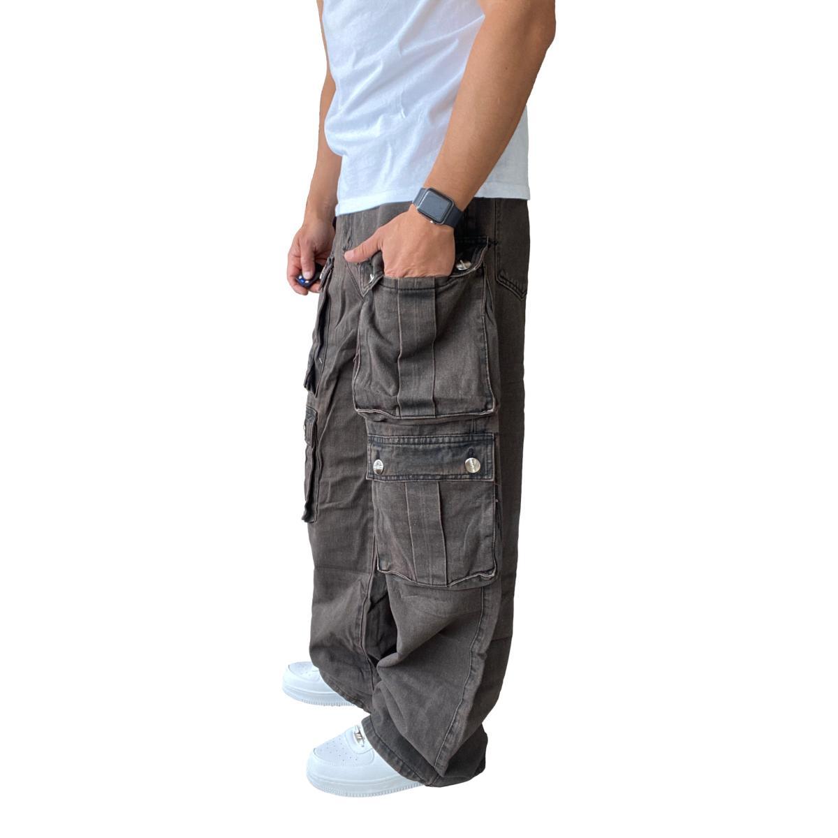 JEANS DIÁBOLO CARGO ANCHO WIDE LEG HOMBRE - CAFÉ - 40 - 6