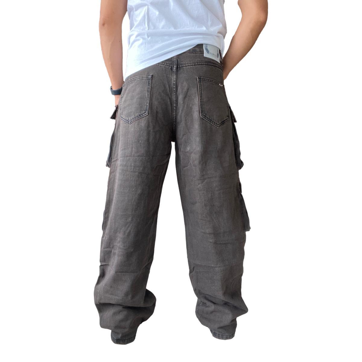 JEANS DIÁBOLO CARGO ANCHO WIDE LEG HOMBRE - CAFÉ - 40 - 8