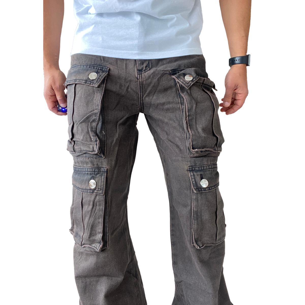JEANS DIÁBOLO CARGO ANCHO WIDE LEG HOMBRE - CAFÉ - 40 - 9