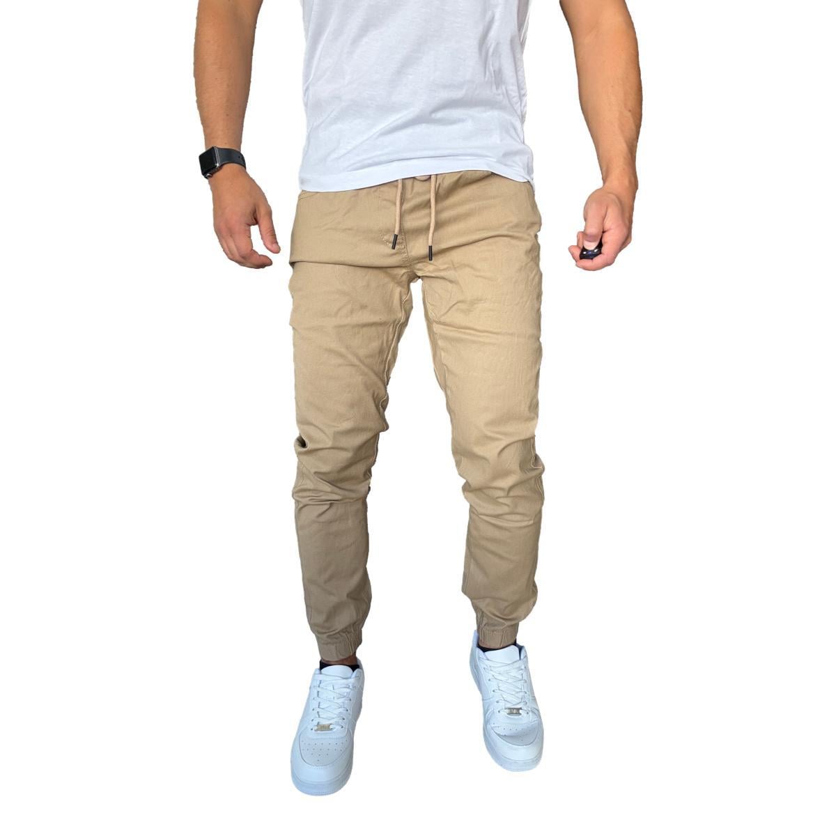 JOGGER MOSAICO PANTALON SLIM FIT ELASTICADO COLORES - CAQUI - 48 - 1