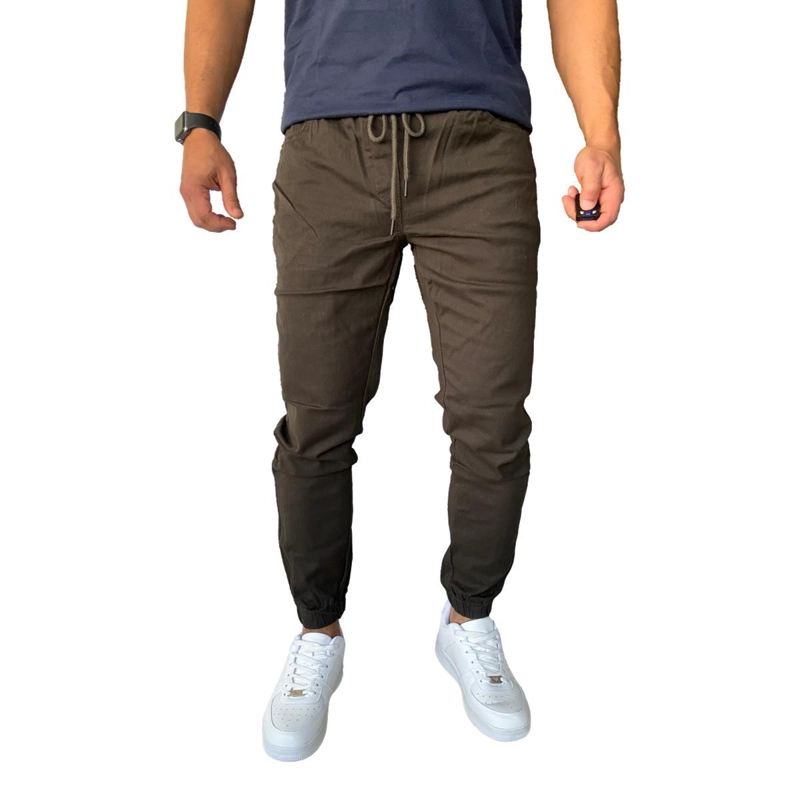 JOGGER MOSAICO PANTALON SLIM FIT ELASTICADO COLORES - CAQUI - 48 - 2
