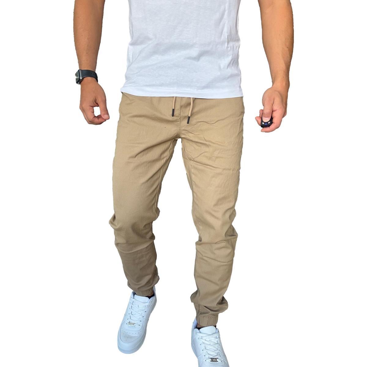 JOGGER MOSAICO PANTALON SLIM FIT ELASTICADO COLORES - CAQUI - 48 - 3