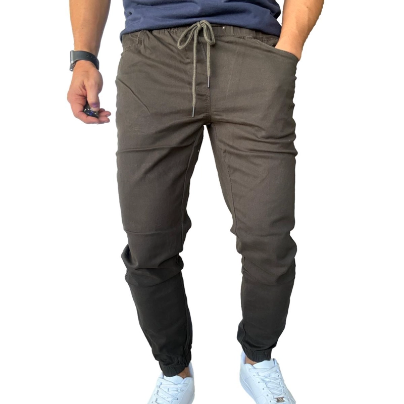 JOGGER MOSAICO PANTALON SLIM FIT ELASTICADO COLORES - CAQUI - 48 - 3