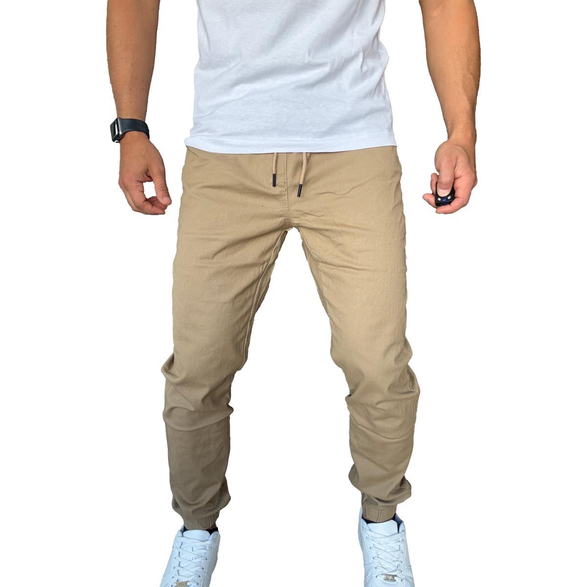 JOGGER MOSAICO PANTALON SLIM FIT ELASTICADO COLORES - CAQUI - 48 - 4