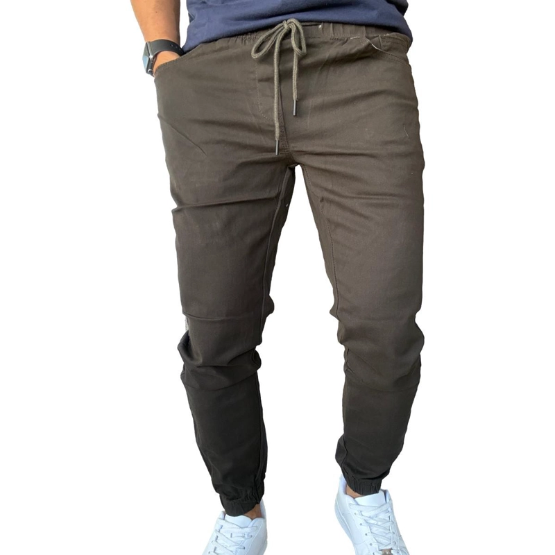 JOGGER MOSAICO PANTALON SLIM FIT ELASTICADO COLORES - CAQUI - 48 - 4