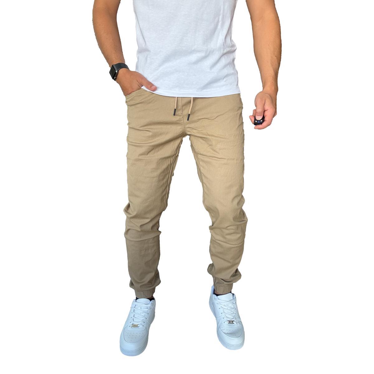 JOGGER MOSAICO PANTALON SLIM FIT ELASTICADO COLORES - CAQUI - 48 - 5