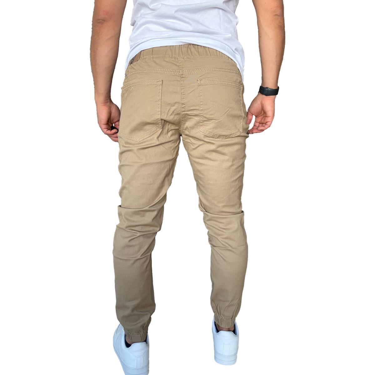 JOGGER MOSAICO PANTALON SLIM FIT ELASTICADO COLORES - CAQUI - 48 - 7