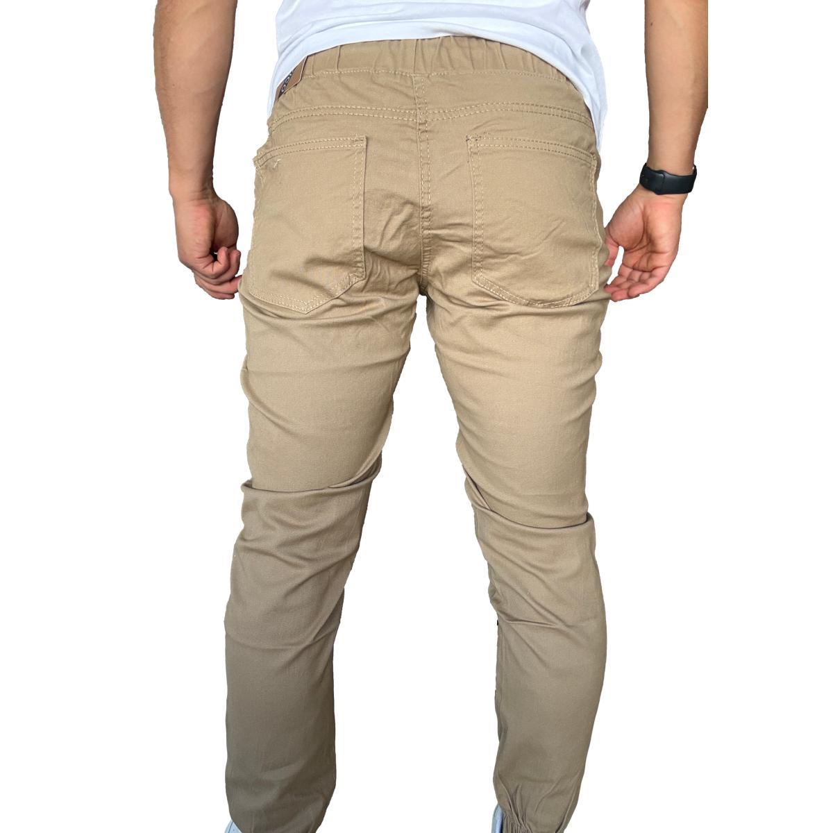JOGGER MOSAICO PANTALON SLIM FIT ELASTICADO COLORES - CAQUI - 48 - 8