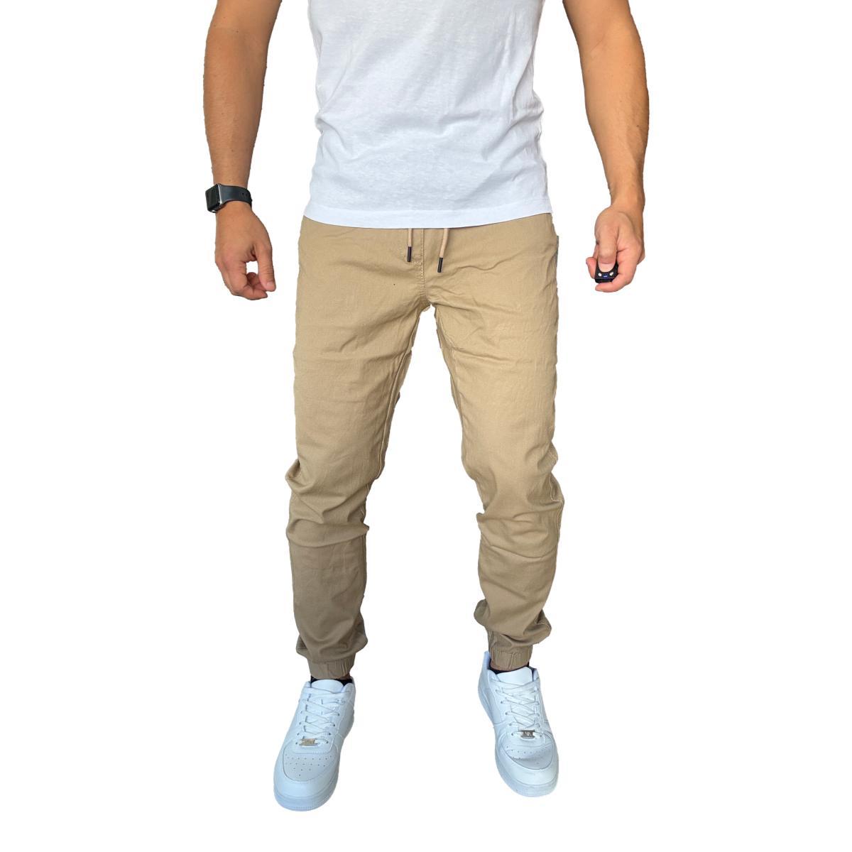 JOGGER MOSAICO PANTALON SLIM FIT ELASTICADO COLORES - CAQUI - 48 - 9