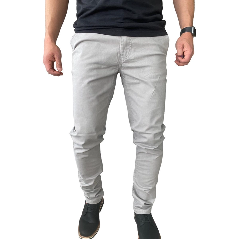 PANTALON ELASTICADOS SLIM FIT GABARDINA GRIS HOMBRE - 44 - 1